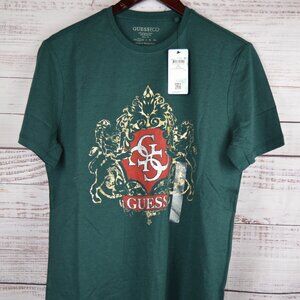 Guess Eco Organic Men’s T-Shirt Green Short Sleeves Logo Size Small Slim Fit NWT